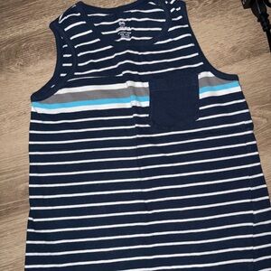 Navy Striped Kids Tank Top with Pocket